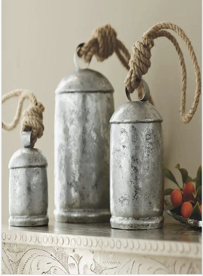 THOR INSTRUMENTS Christmas Cow Bells Harmony Giant Vintage Silver Wall Hanging Bells Country Style Rustic Set of 3 (4", 5", 8") - Image 3